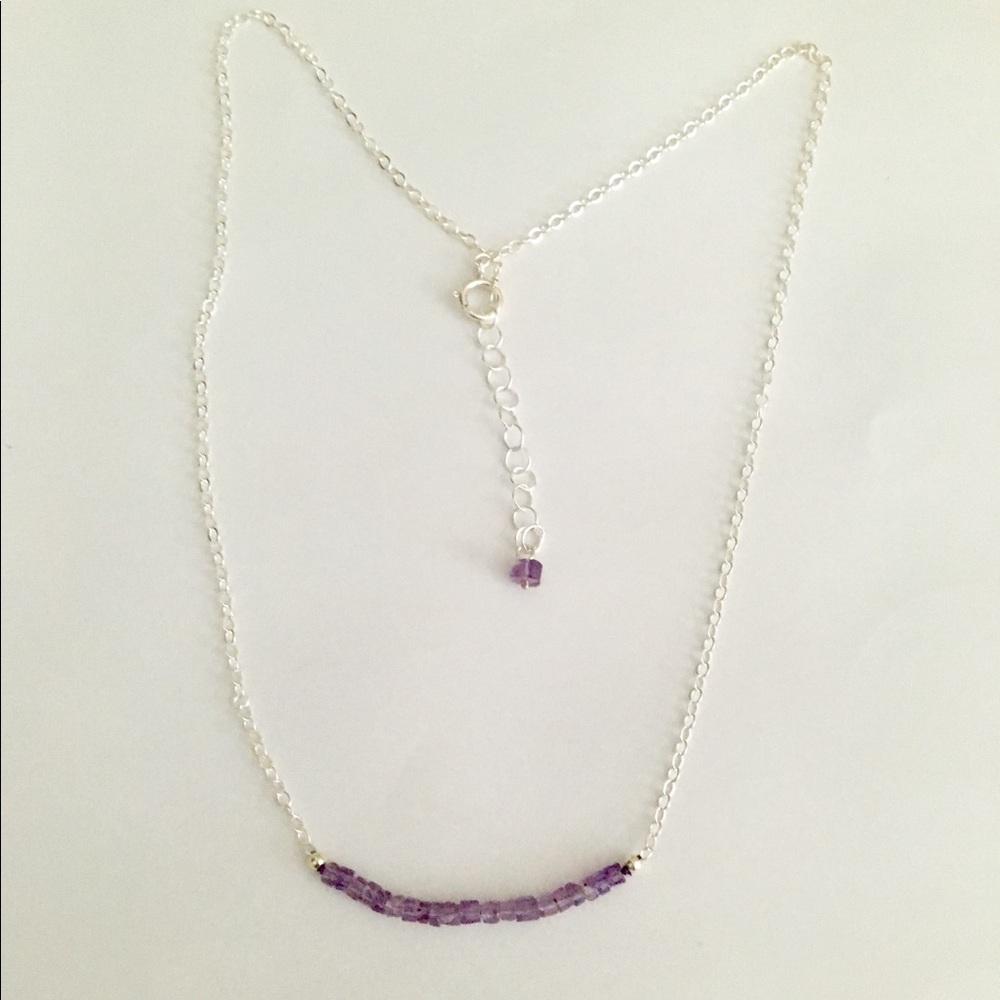 Necklace amethyst stones in center